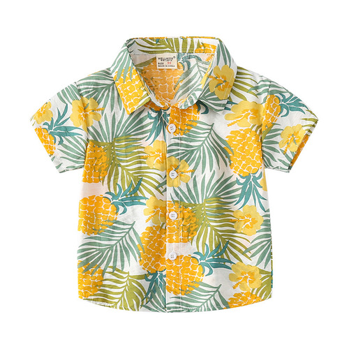 Summer boys' Hawaiian short-sleeved shirts, soft and comfortable shirts wholesale, casual short-sleeved shirts for small and medium-sized children
