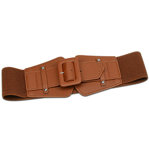 Women's Covered Buckle Elastic Belt Girdle Versatile Dress Coat Elastic Girdle Ladies Decorative Slim Waist Elastic