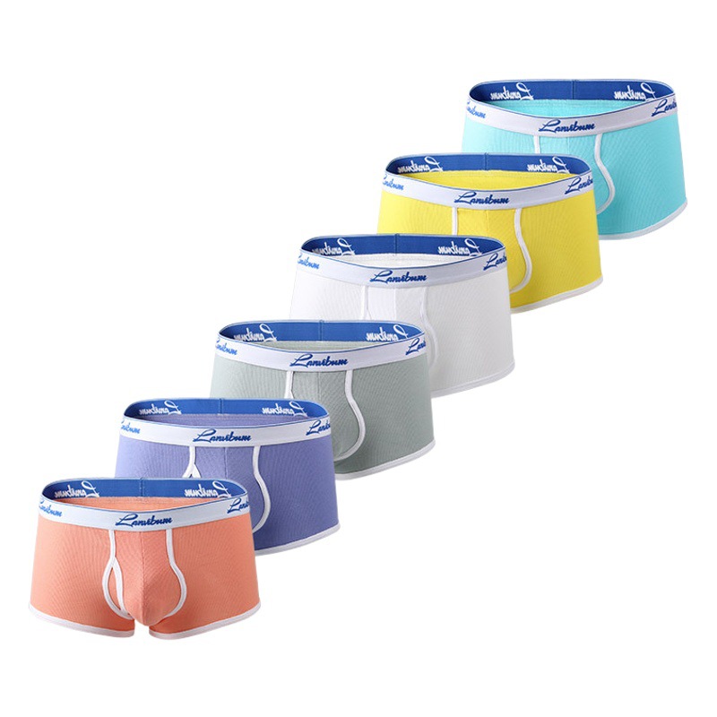 Summer men's underwear solid color boxers threaded cotton plus size mid-waist quick-drying boxer breathable Men's underwear head batch
