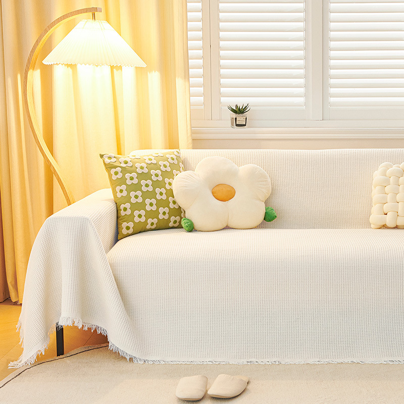 Sofa Cover Full Wrap Cloth Ins Cream Style Cotton Yarn Camping Blanket Sofa Cushion All-Season Universal Full Wrap High-End Feel