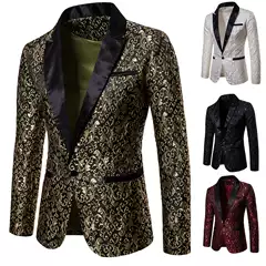 2024 Men's Autumn Winter Jacquard Fashion Design Formal Business Suit Lapel Blazer XZ32