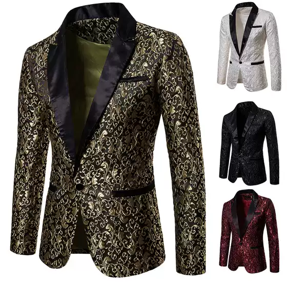 2024 Men's Autumn Winter Jacquard Fashion Design Formal Business Suit Lapel Blazer XZ32