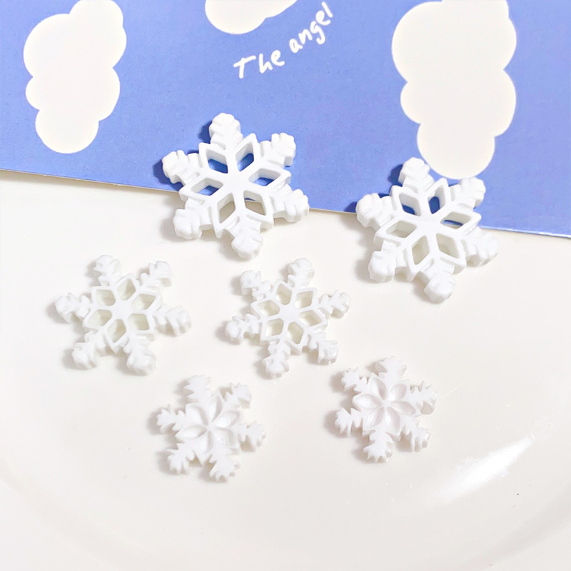 christmas white snowflake resin accessories cream glue diy ornament accessories wholesale phone case refrigerator material patch