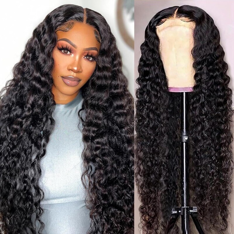 Deep Wave 100% Human Hair Lace Wig Headgear, a Cross-Border Hot Item
