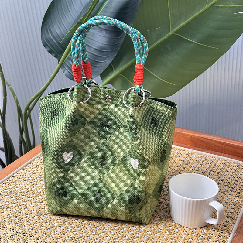 ニットハンドバッグ、ニッチデザインバケットバッグ、トートバッグ、ハンドバッグ、カジュアルで多用途なショルダーバッグ、ニットポータブルバッグ