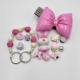 Sweet cool glossy bow pink bear hole shoes women's autumn and winter rhinestone love chain muffin cotton shoes accessories shoe buckle