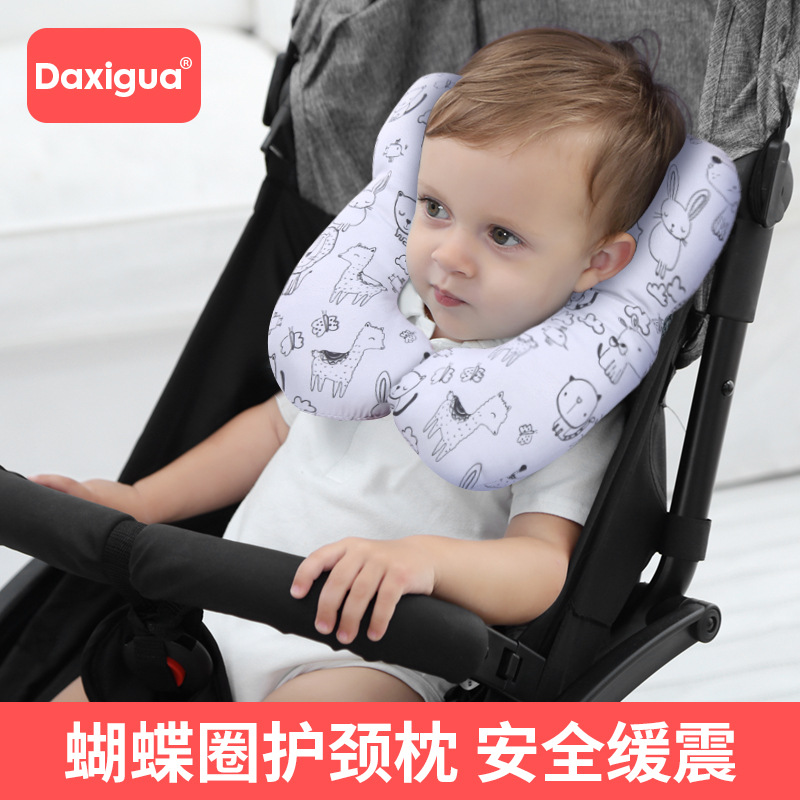 Baby stroller child car seat headrest U-shaped pillow neck pillow travel sleeping washable pillow