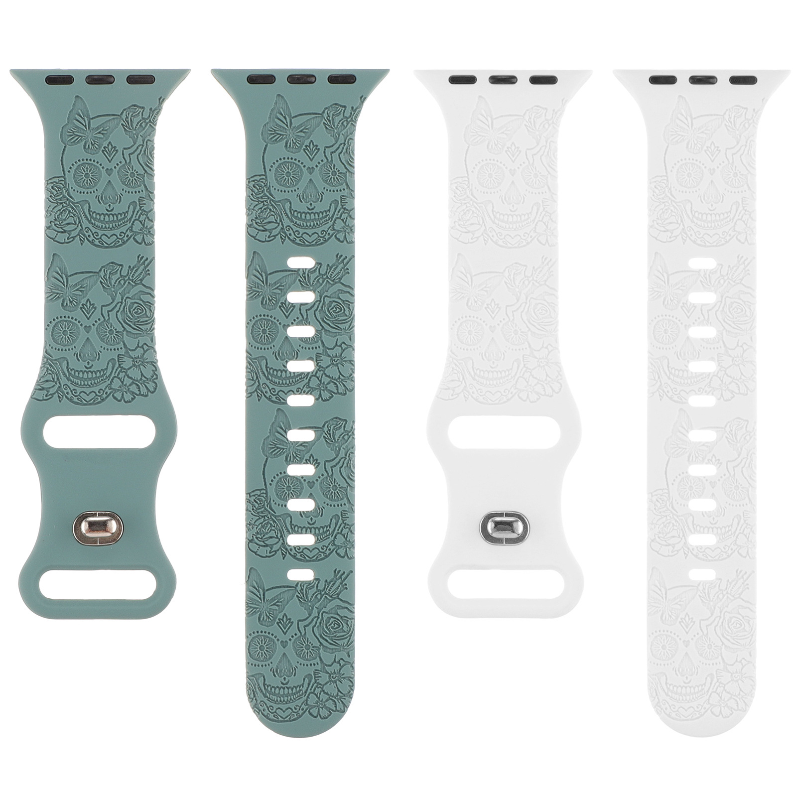 Adecuado para Apple Watch 8-palabra hebilla cráneo tallado correa de silicona Apple watch9 Correa iwatch Correa