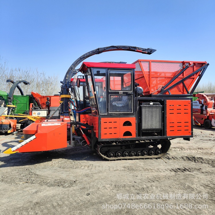 出口履带圆盘饲料收获机农户牧草秸秆收割机青贮机玉米秆子青储机
