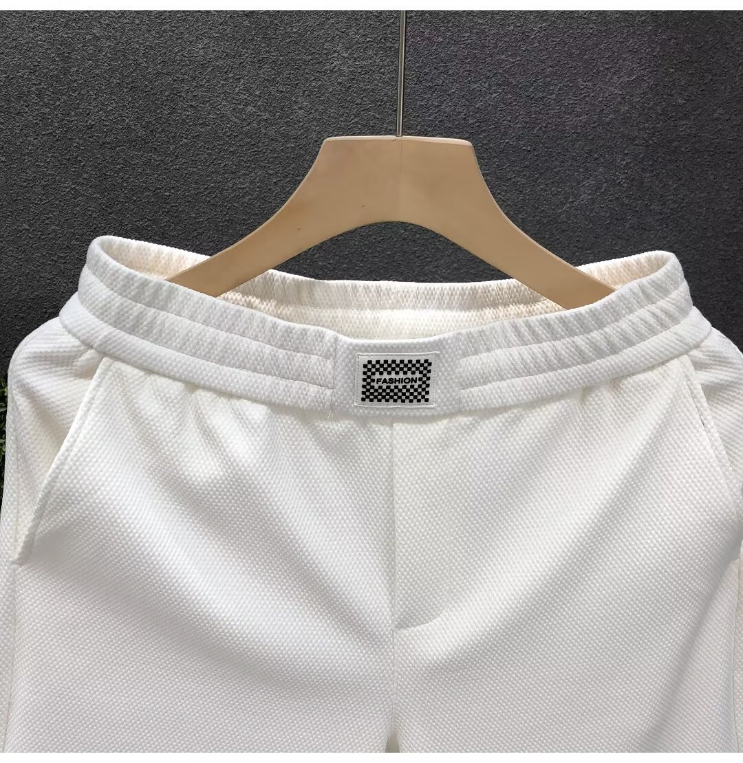Luxury White Men's Casual Sports Shorts Trendy Brand Five Point Pants Summer Bottoms for Men_viptrois.com