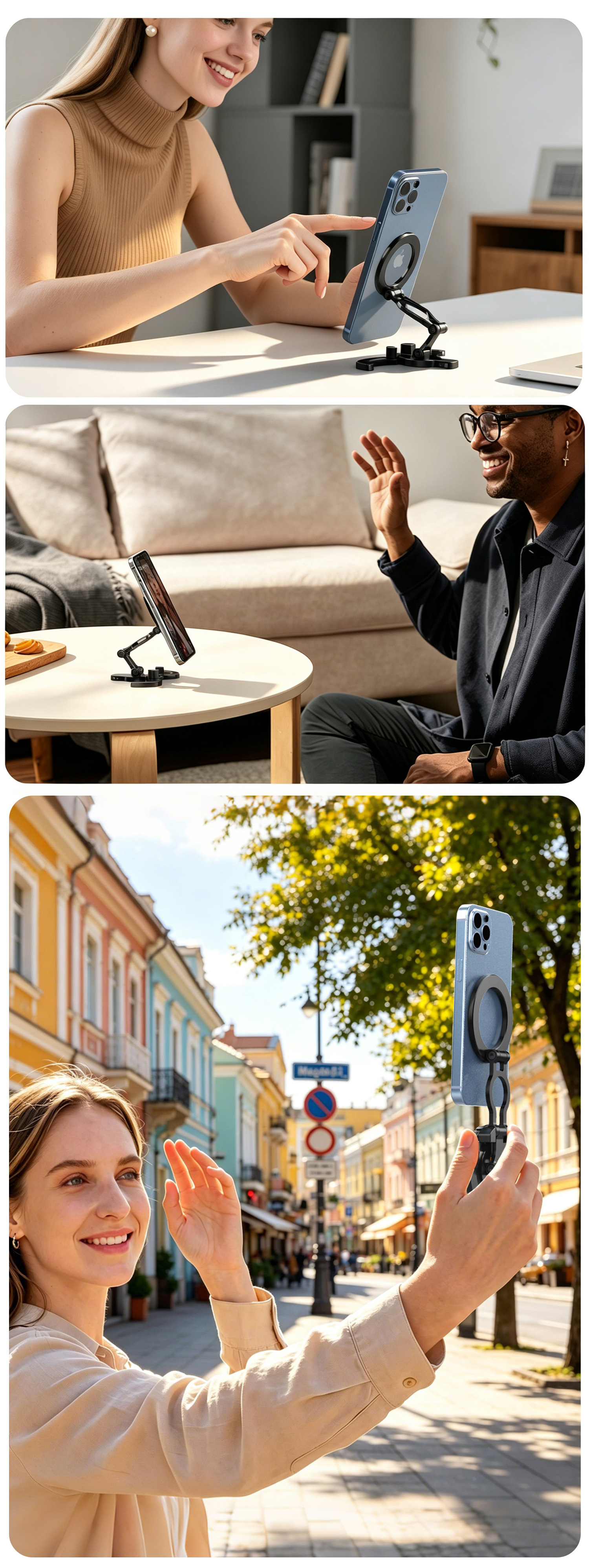 New Car Navigation Folding Bracket Magsafe Magnetic Multifunctional 360-Degree Rotating Innovative Three-Axis Phone Holder