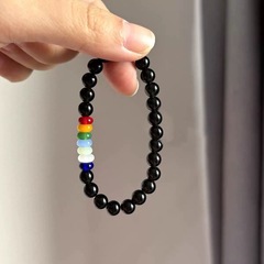 GD グァン・ジロンと同じスタイルのレインボーブレスレット、ニッチなデザイン、カップル向けのカラフルなビーズのカラーブロックブレスレット、親友向けのシンプルなブレスレット