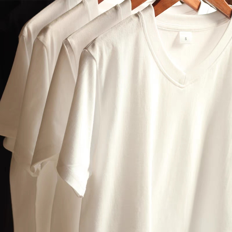 Men's Clothing Men's Solid Color V-Neck T-Shirt Short Sleeve Style Thin Casual Base Layer Top For Summer Trendy Simple_viptrois.com