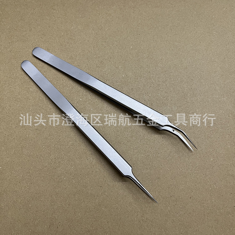 手机维修飞线镊子弯尖头手工打磨不锈钢尖细列子工具超细电子夹子