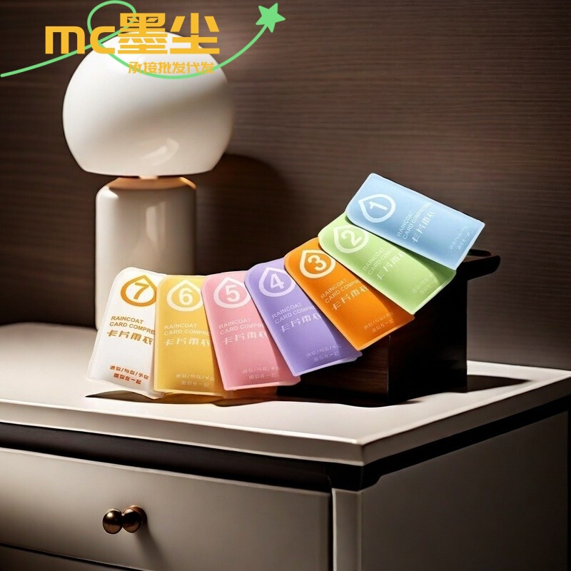 Disposable Morandi Seven-Color Card Raincoat Compressed Portable Zipper Thickeneded Long Outdoor Travel Poncho