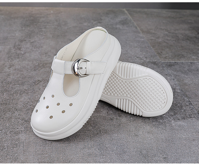 Dép xỏ ngón nữ da bò đế dày phong cách Birkenstock — màu be chi tiết 14
