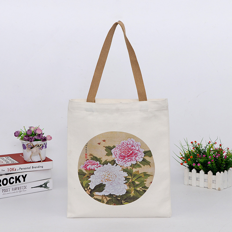 Creativo de moda solo hombro bolsa de lona en blanco al por mayor de impresión creativa regalo de compras bolsa de lona portátil en stock logo