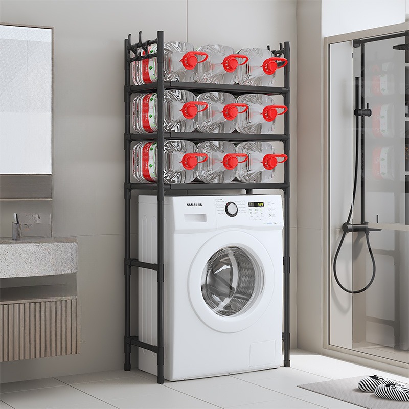 Lavadora multi-energía cinética simple multicapa de almacenamiento de gran capacidad estante de almacenamiento doméstico ahorro de espacio sin agujeros de perforación y espesamiento image 3