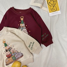 儿童圣诞卫衣男童女童圣诞树印花可爱上衣亲子装宝宝圣诞树上衣