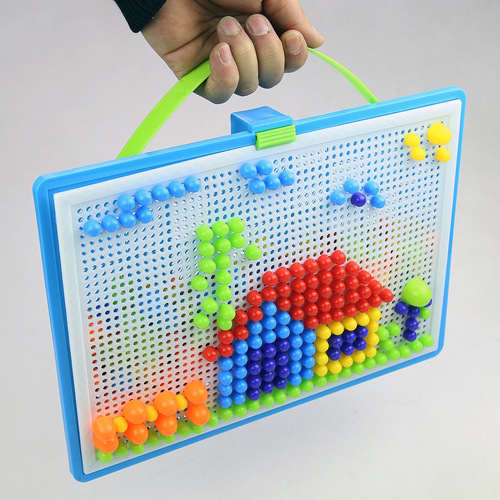 Creative 296 Mushroom Nail Pin Puzzle Children's Educational Toys Wholesale Qiaoqiao Nail Puzzle 3-7 Years Old Factory Direct Sales