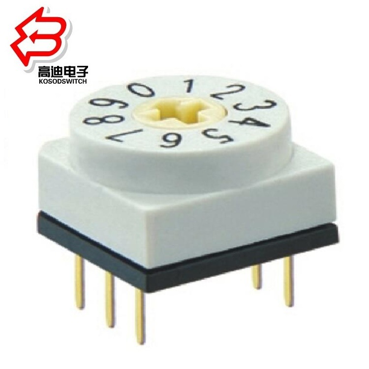 防水10位编码开关10*10  10位编码器开关10x10 十位旋转开关6脚