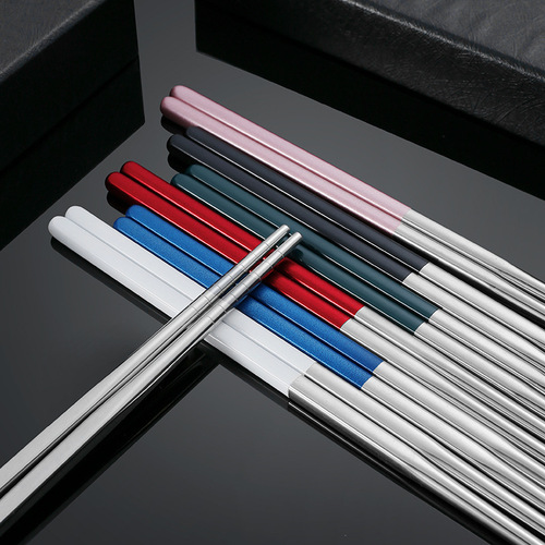 Stainless steel chopsticks, Portuguese anti-slip and heat-resistant household public chopsticks, office outdoor student travel trending chopsticks