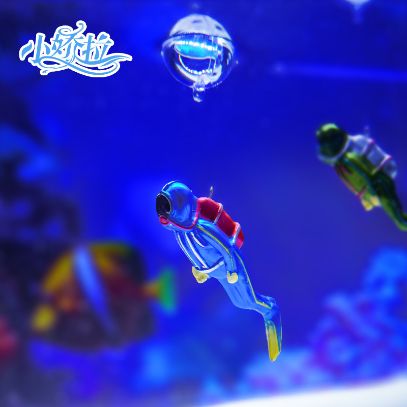 Decoración para Peceras, Serie Flotante, Personaje de Dibujos Animados con Bola Flotante de 3 cm, Mini Acuario