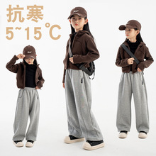 冬季加绒儿童休闲裤 保暖阔腿裤男女童加厚保暖裤 时尚前卫保暖童