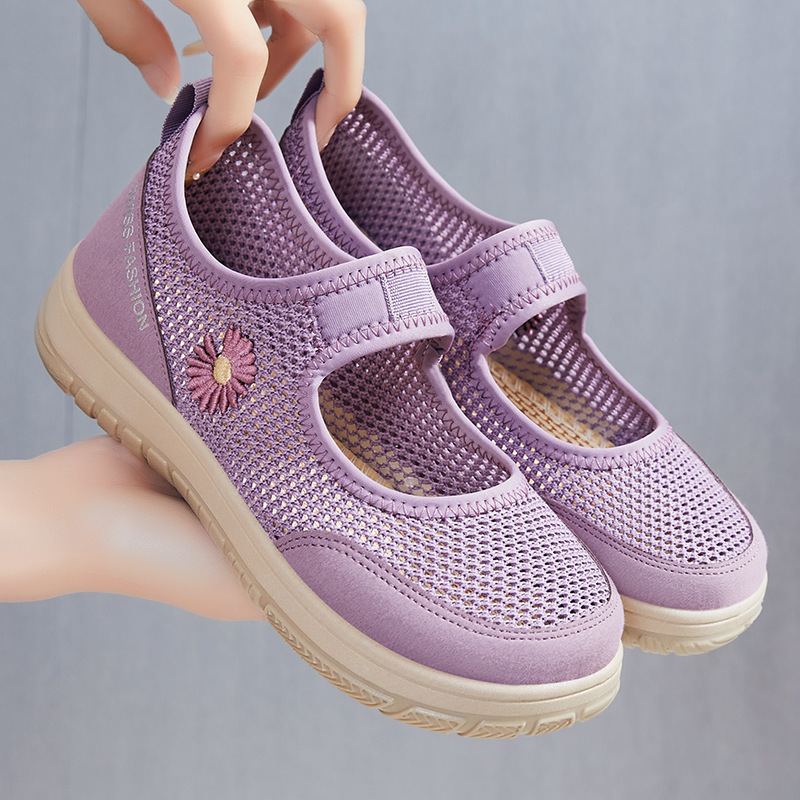 Zapatos de malla primavera y verano para mujer nuevos zapatos de un solo pedal moda moda zapatos de madre sandalias transfronterizas zapatos de mujer transpirables casuales