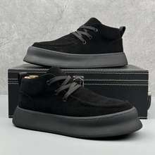 高帮男鞋秋冬款2025新款潮流百搭休闲板鞋男士翻毛皮鞋中帮马丁靴