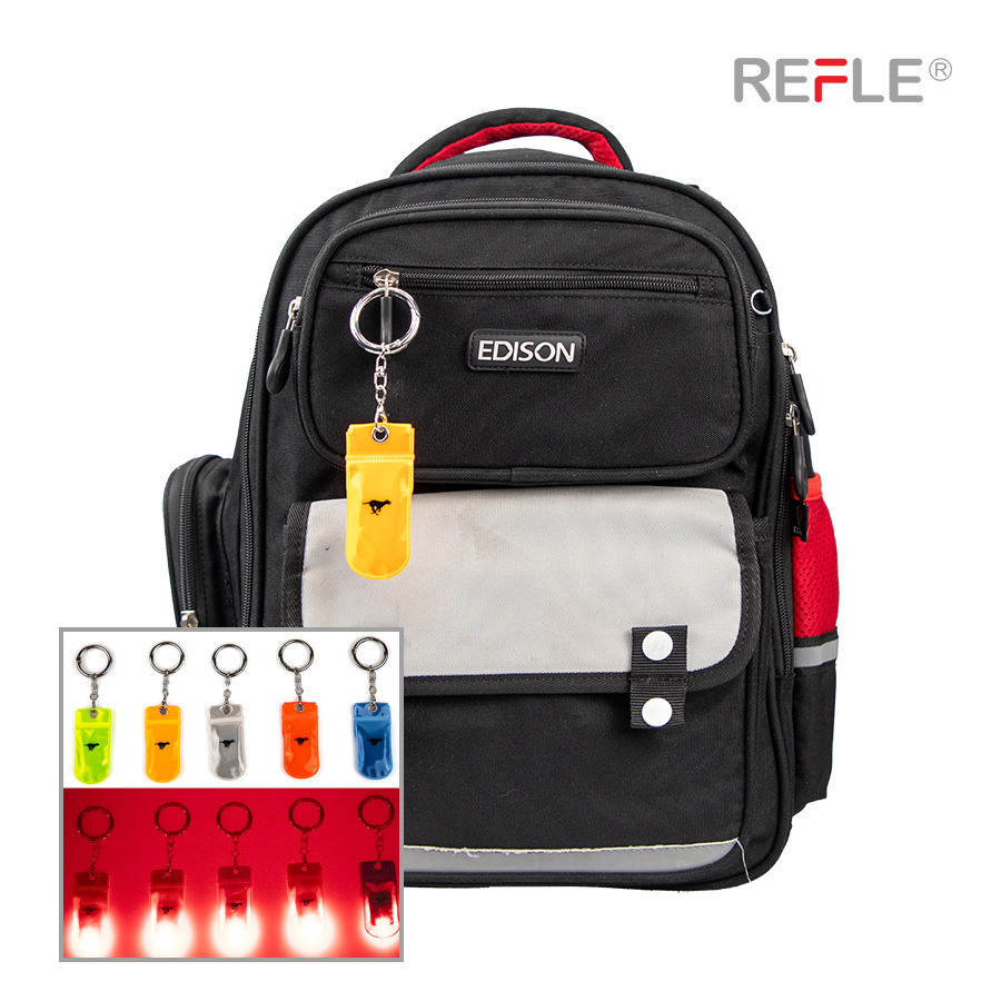 新款现货跨境专供防撞警示通勤LED学生书包发光反光挂件 钥匙扣