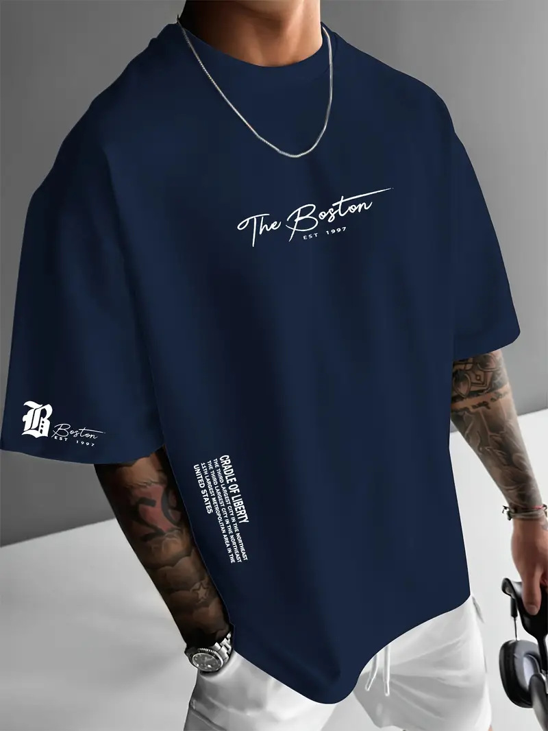 Amazon Independent Station Foreign Trade 2025 nueva moda casual de alta calidad degradado de manga corta con cuello redondo camiseta