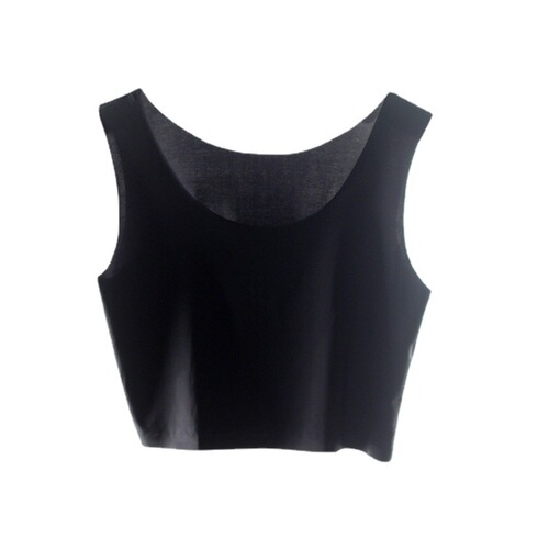 Large-size plus-size ice silk non-showing strapless camisole ultra-thin body wrap underwire bralette loose spaghetti strap top