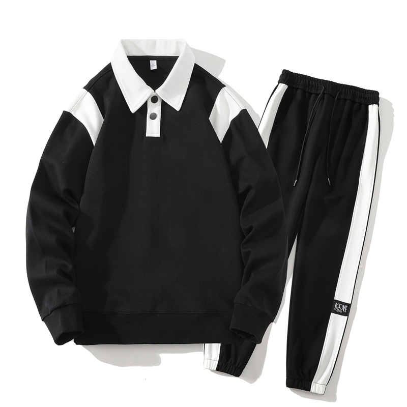 Herrenbekleidung neues Poloshirt mit langen Ärmeln Pullover Anzug Herren neue trendige Marke lässig Sport lose Herren Spleißpullover_voghion.com