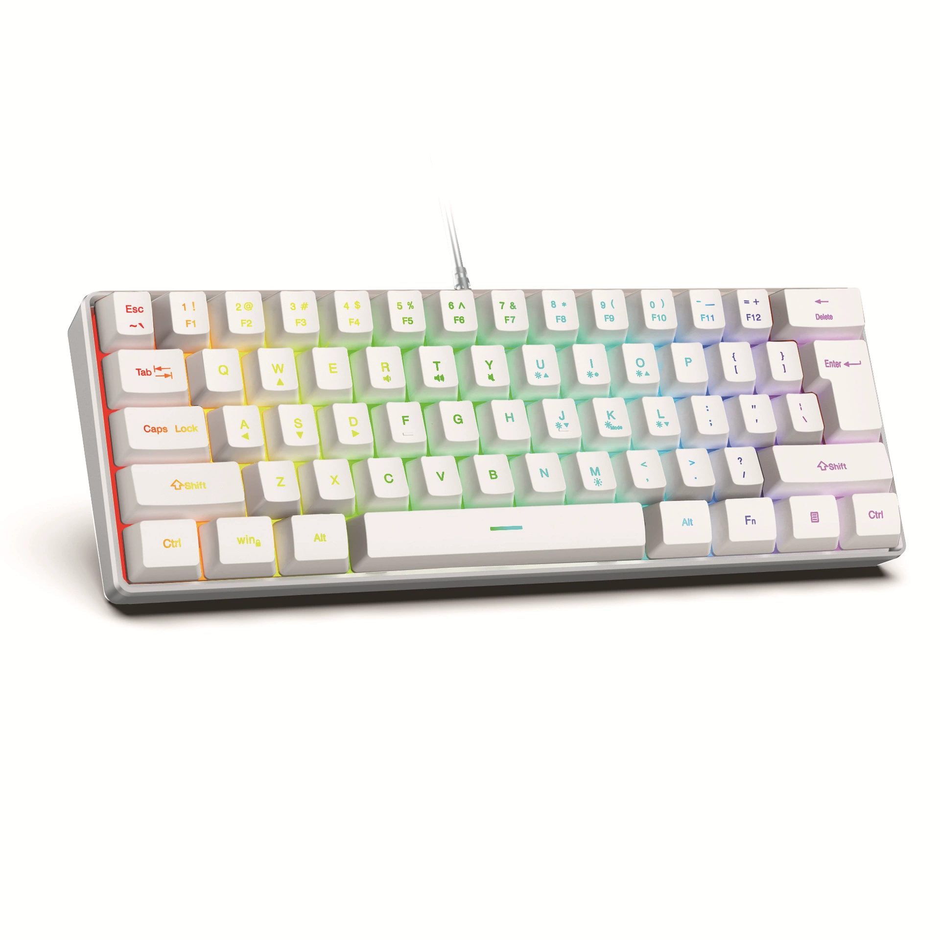 Набор клавиатура G61 — 61-клавишная механическая RGB проводная USB-клавиатура с мышью, ABS-пластик, белая/чёрная