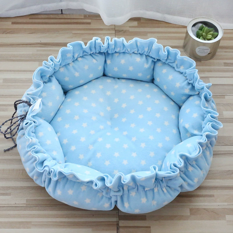 Pet nest (plush) round drawstring bed, adjustable shape, sizes S–XL (small to extra large)