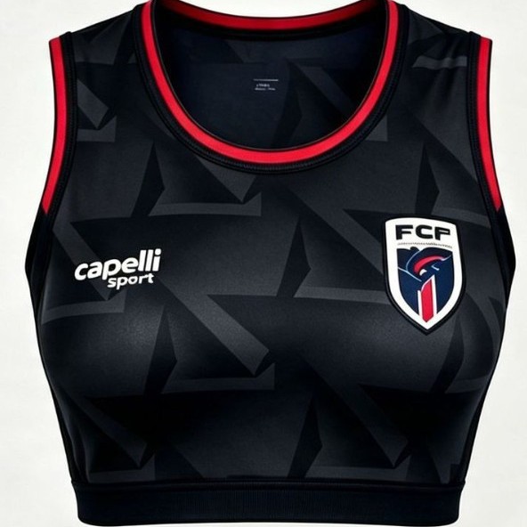 Factory direct bamboo fiber women's short football sports vest, FCF fan cropped breathable fitness training vest