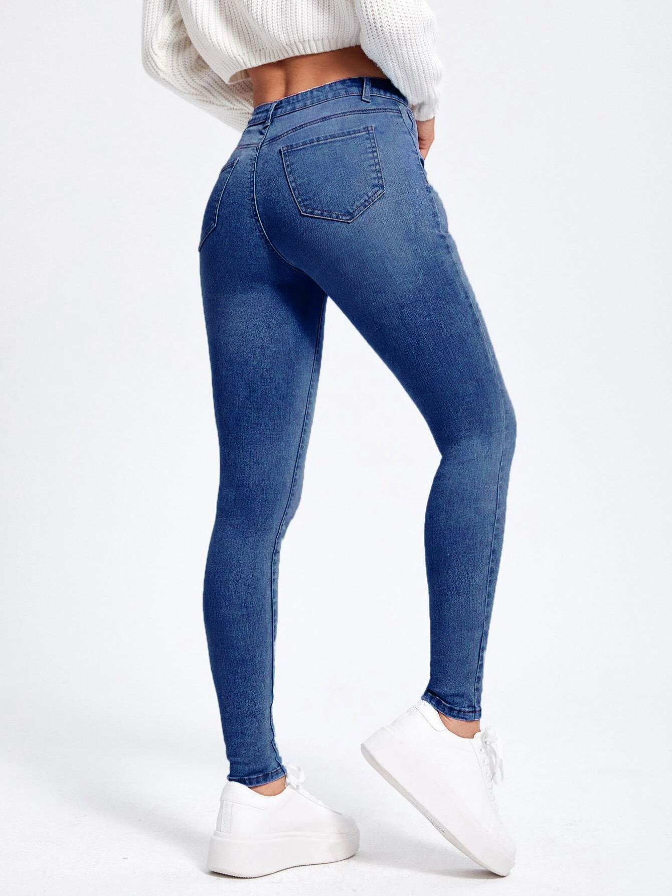 Skinny Fit Type Solid Color Pattern Summer Season Women's Street Streetwear Solid Color Full Length Jeans