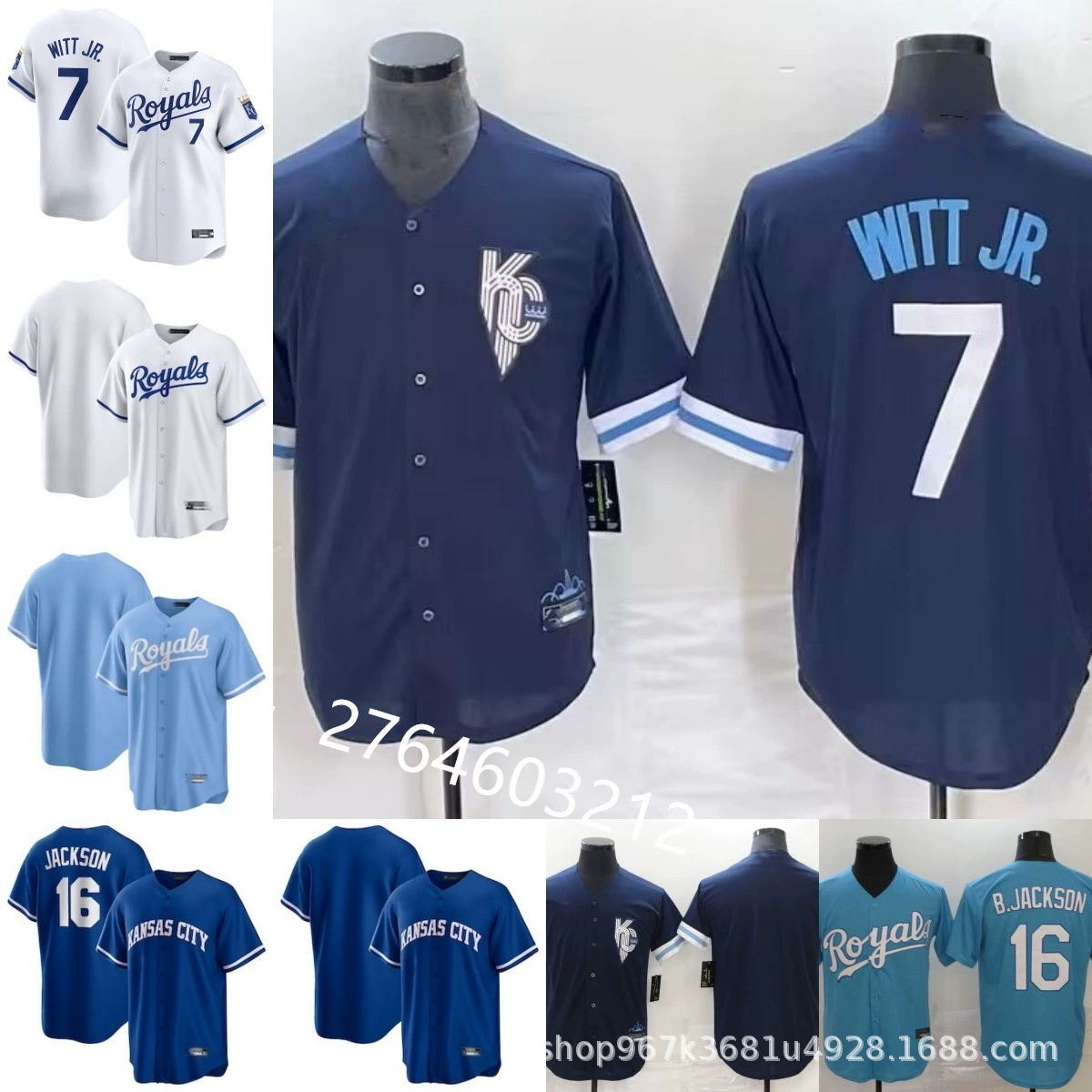 Джерси Kansas City Royals Бейсбольная форма City Royals 7 Witt Jr. с вышивкой