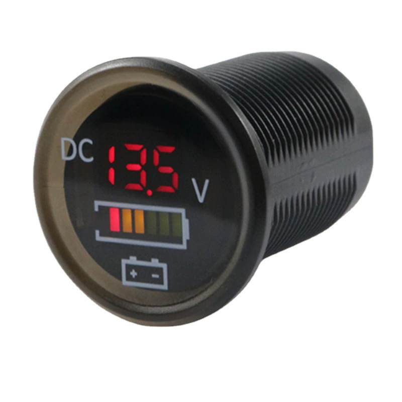 汽车摩托车电瓶测圆形电压电池量表改装测压器 LED数显仪DC12-24V