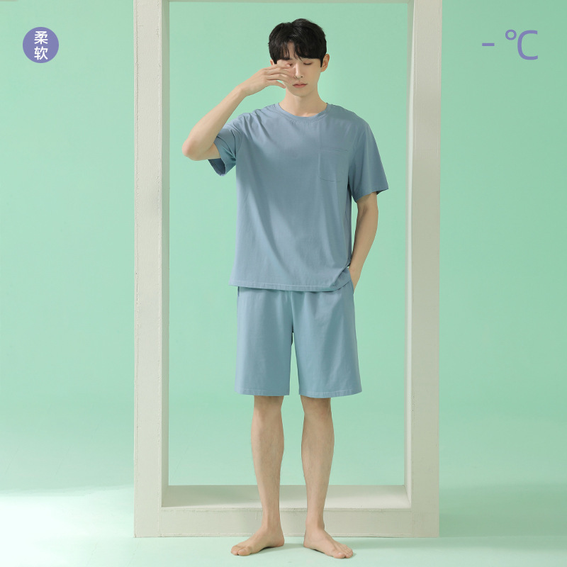 [Super Soft] Summer Modal Cotton Class a Pajamas Men's Short-Sleeved Thin Cool-Feeling Men's Homewear Set