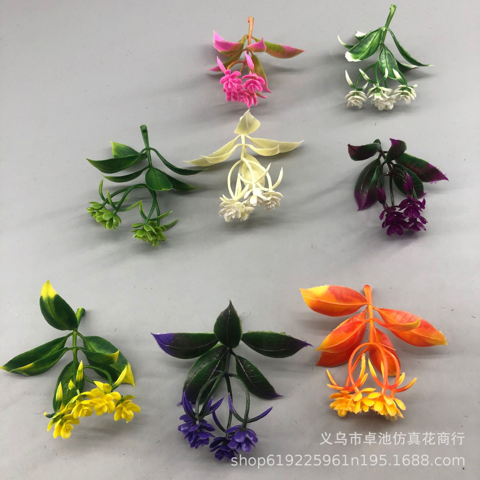 批发仿真植物3叉小玫瑰植物配件塑料材料水草插花装饰花仿真植物.