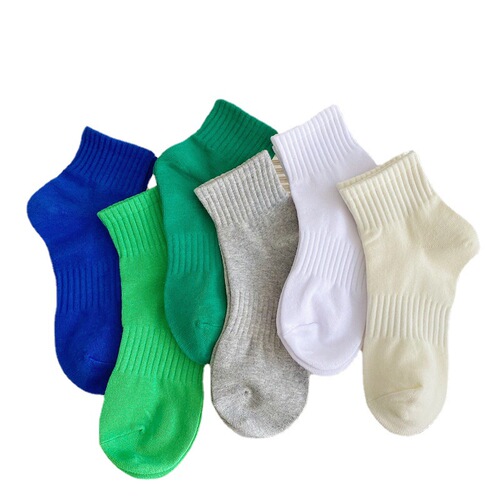 Socks Women's Spring and Summer Thin Short Socks Simple Ins Trendy Odor-Resistant Summer Low-Heeled Men's Sports Solid Color Short Calf Cotton Socks 