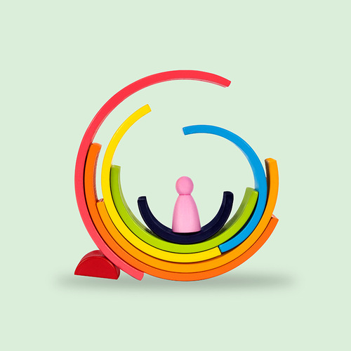 Rainbow Block Multicolor Ring Shape Matching Stacking Fun Children's Educational Early Learning Cognitive Building Blocks Toy