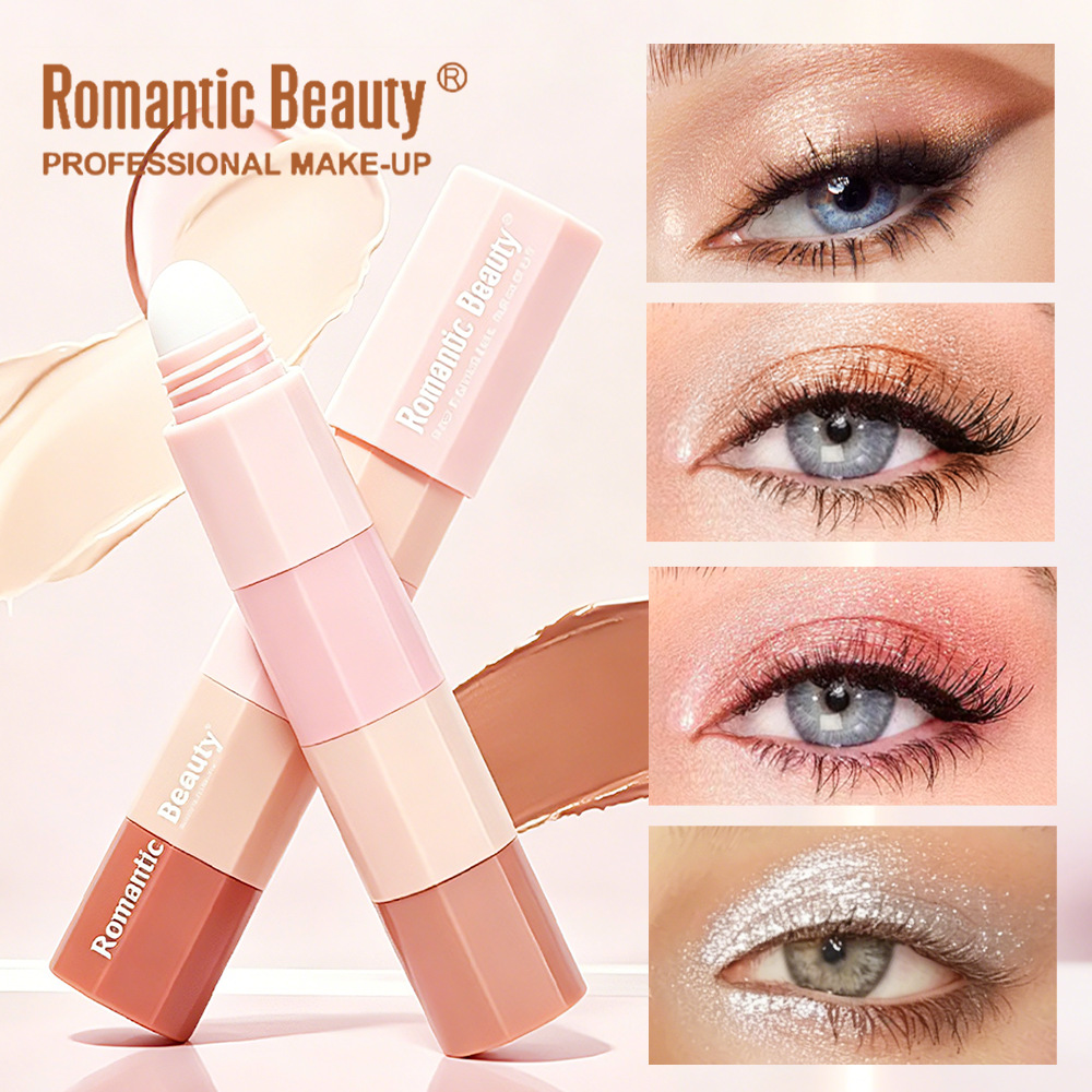 Barras de resaltado transfronterizas de cuatro secciones fáciles de colorear barras de sombras de ojos multi-sección cuatro en uno resaltador duradero de doble uso sin sombras de ojos de color