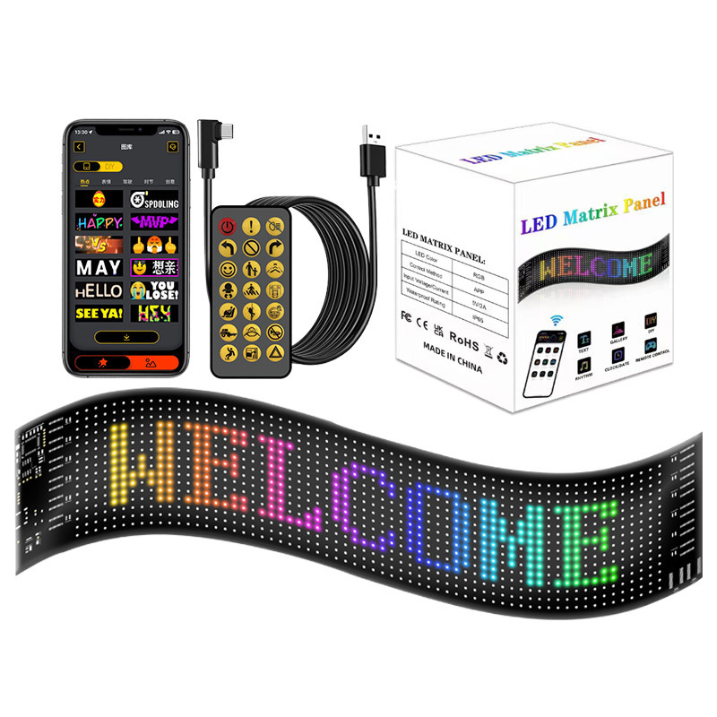 Pantalla de visualización flexible para automóviles APP Pantalla de publicidad Bluetooth para automóviles Smart Car Stick IP65 Waterproof Car Stick Screen interactivo suave