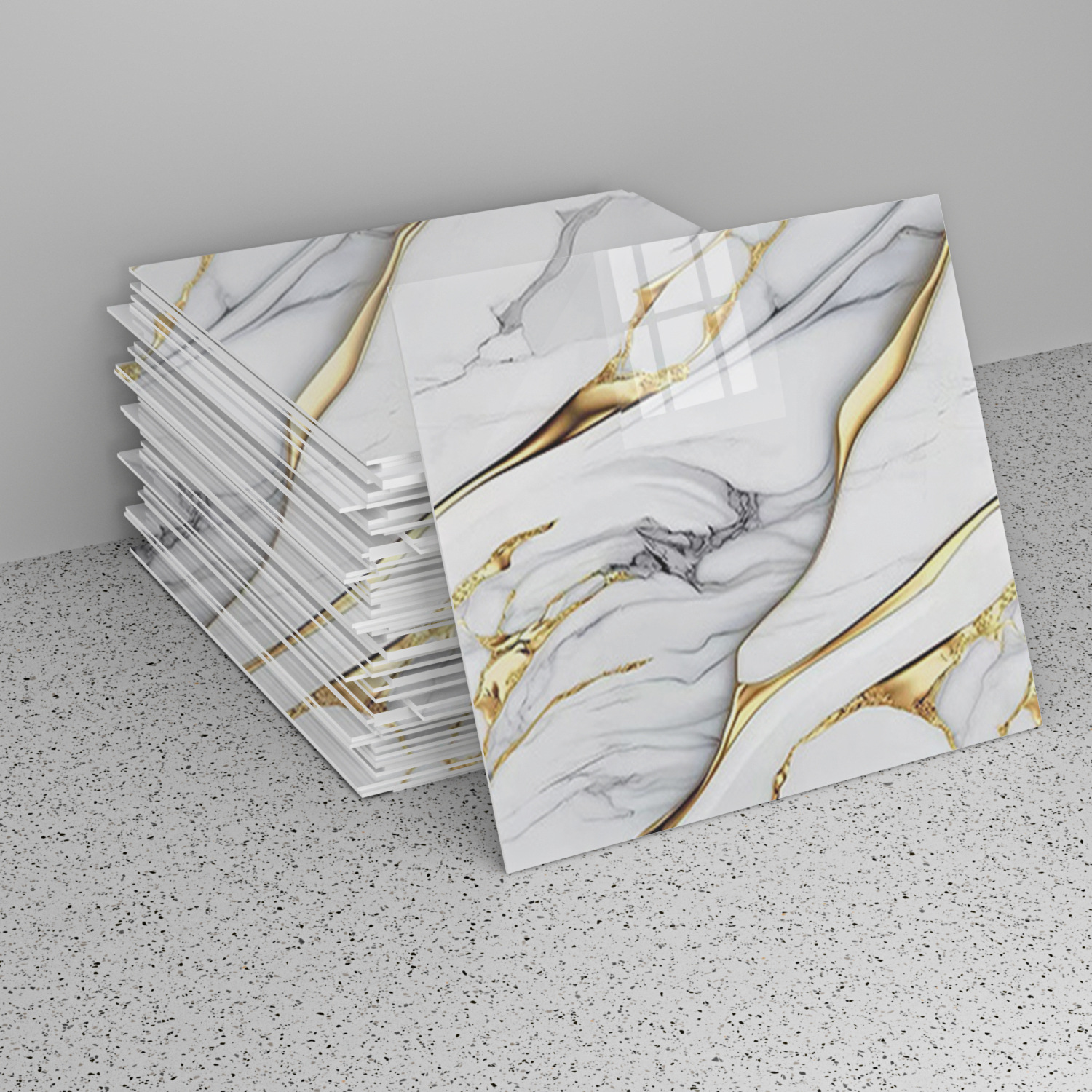 Wall Stickers Imitation Tile Marble Waterproof and Moisture-Proof Wallpaper Self-Adhesive Rental House Renovation Supplies Decorative Wall Stickers