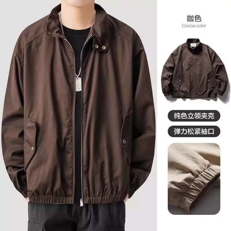 Retro classic solid color autumn jacket for men and women for…