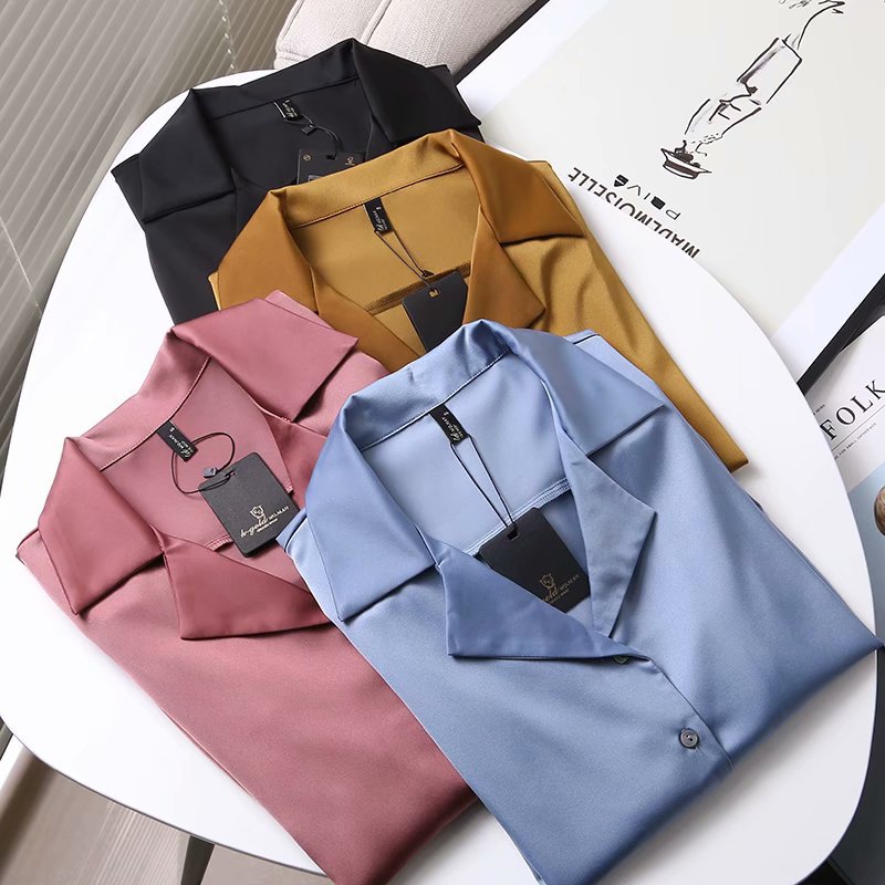 Suit Collar Satin Drape Shirt NSAM46204