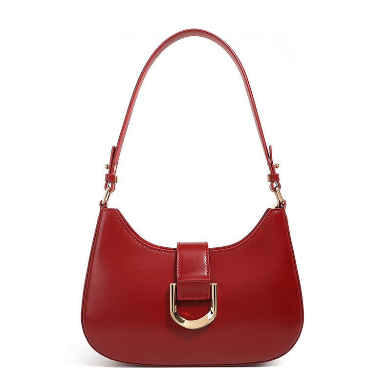 Genuine Leather Crescent Bag Luxury Cowhide Baguette Bag Women's Commuter Bag Niche Design Versatile Shoulder Crossbody Bag - Thumbnail 3